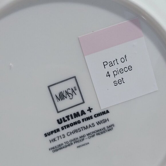 Mikasa Ultima Salad Plate Super Strong Fine China HK 713 Christmas Wish 4 Piece - Picture 7 of 9